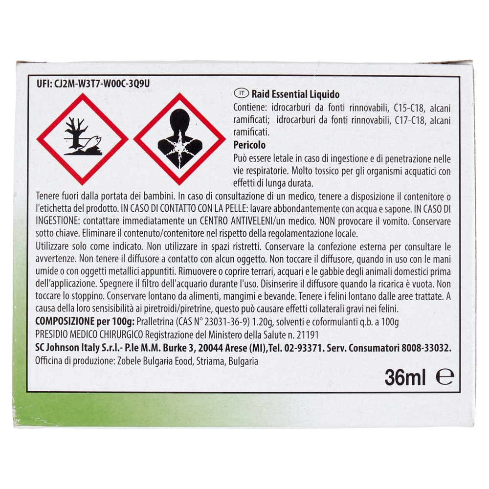 Raid Essentials Liquido Base 60 notti 36 ml